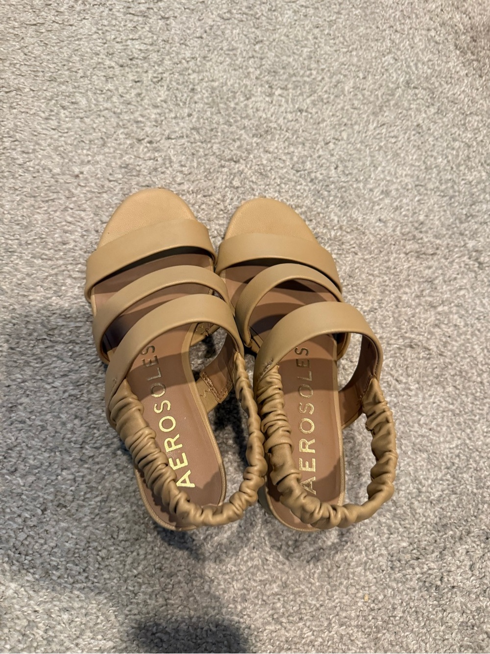 AEROSOLES Women's Beige Strappy Slingback Sandal